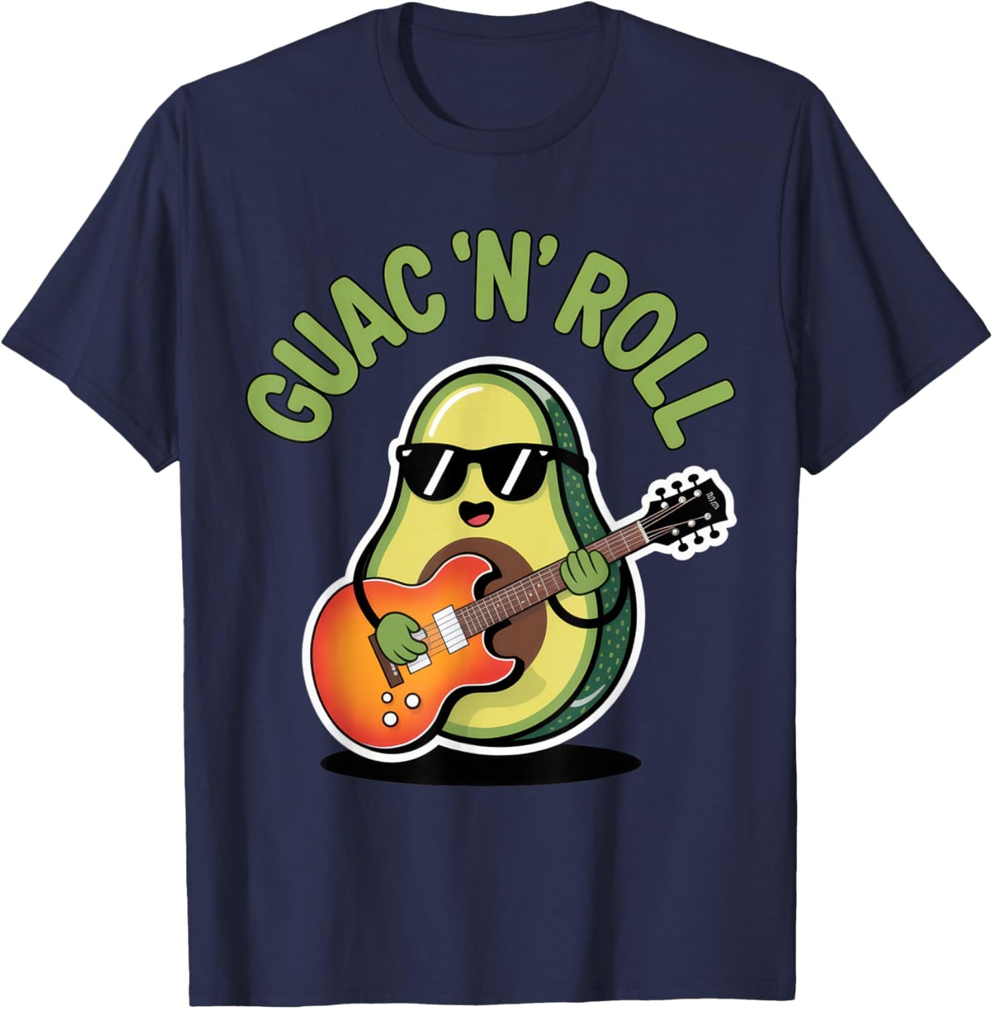 Guac 'N' Roll Avocado Enthusiast Fun Vibes Summer Party T-Shirt - T-Shirt | Navy