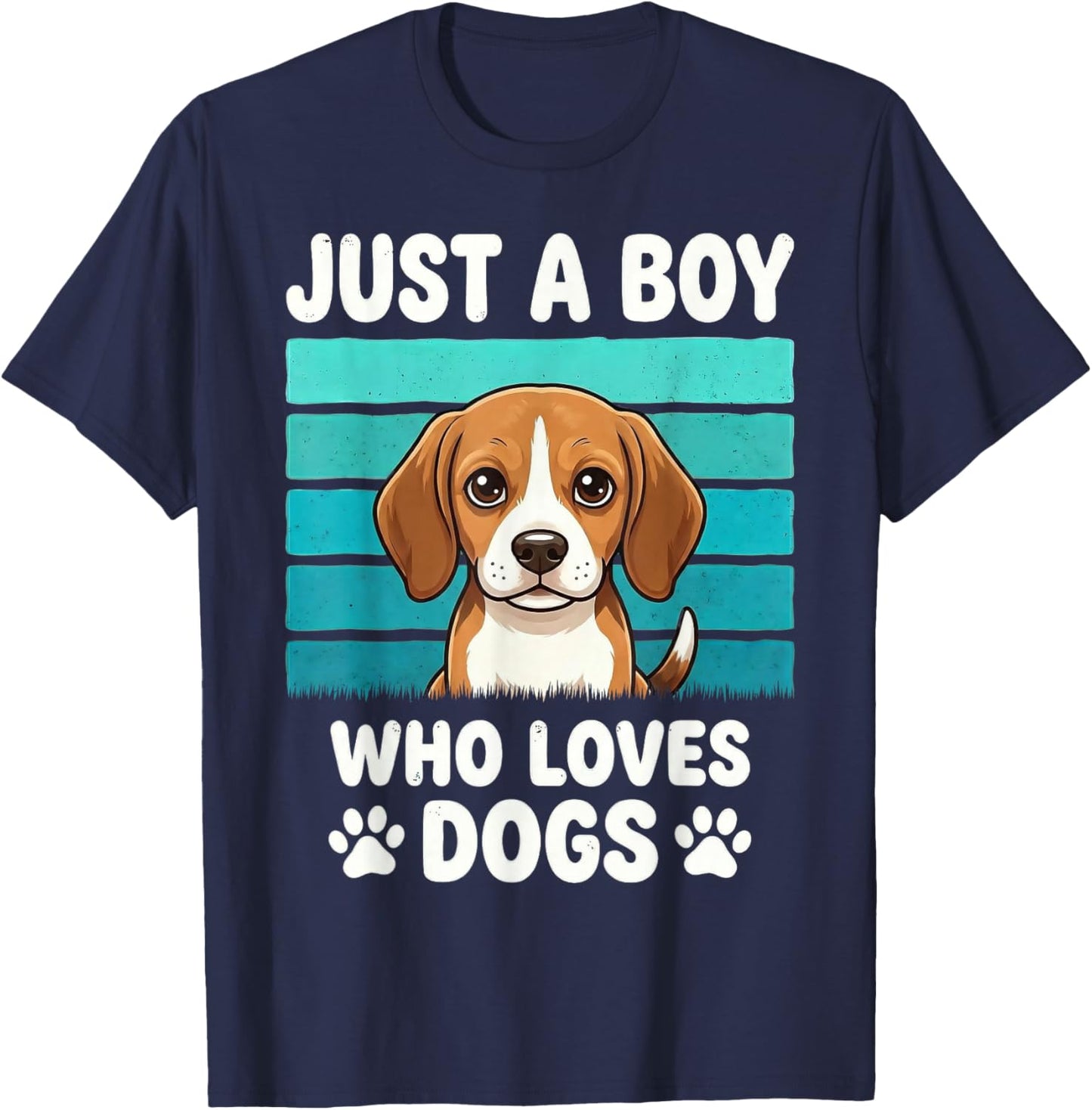 Just a Boy Who Loves Dogs Funny Dog Lover Kids Boys T-Shirt - T-Shirt | Navy