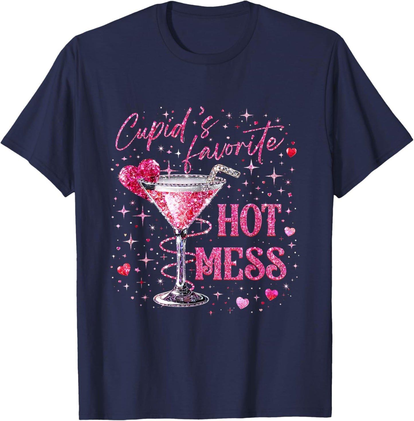 Even Cupid Need A Margarita Retro Trendy Valentine Funny T-Shirt - T-Shirt | Navy