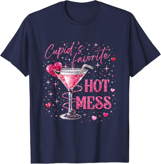 Even Cupid Need A Margarita Retro Trendy Valentine Funny T-Shirt - T-Shirt | Navy