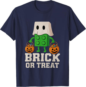 Building Bricks Halloween Brick or Treat Ghost Builder Funny T-Shirt - T-Shirt | Navy