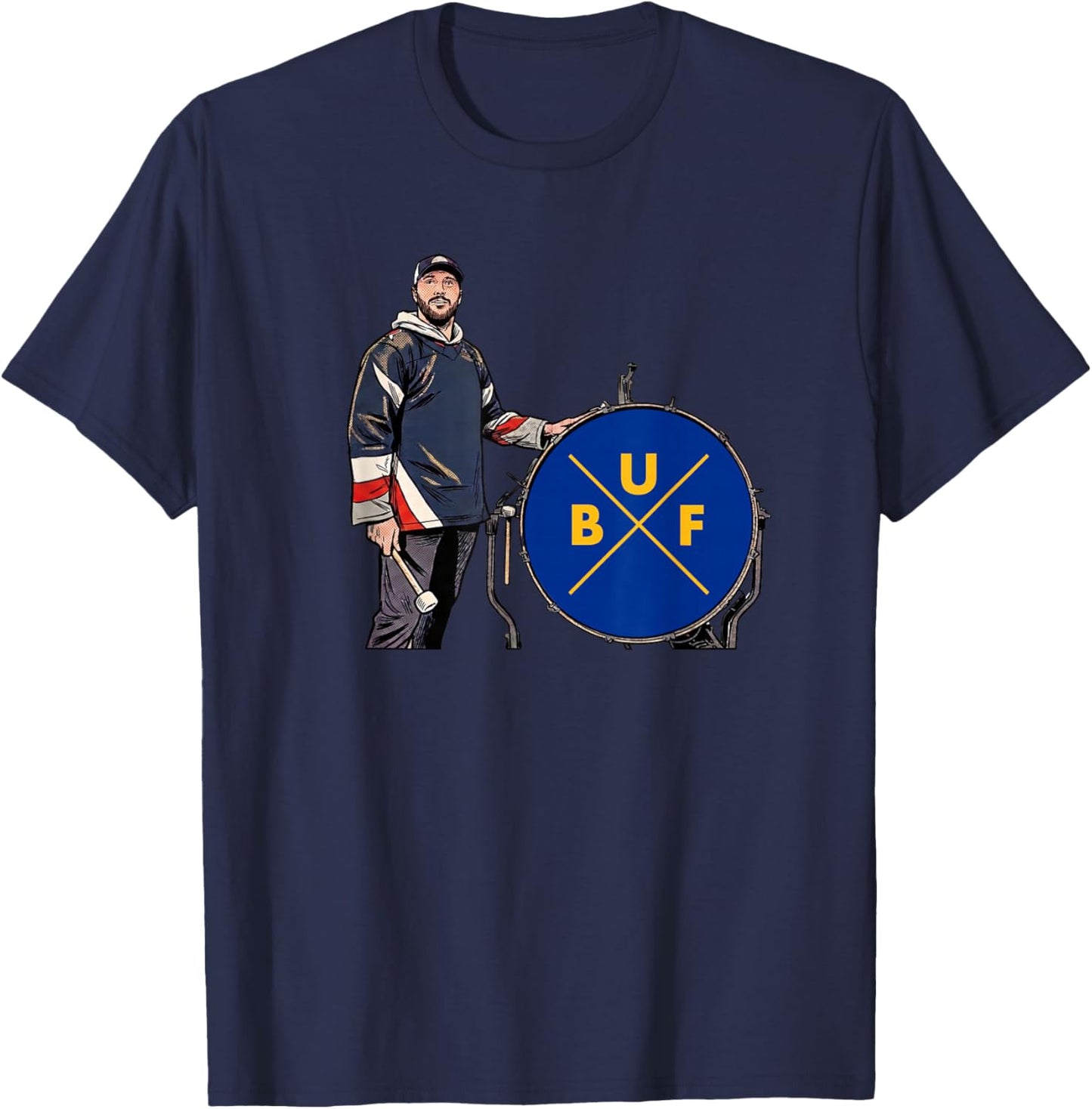 Buffalo Hockey Bang The Drum for 716 T-Shirt - T-Shirt | Navy