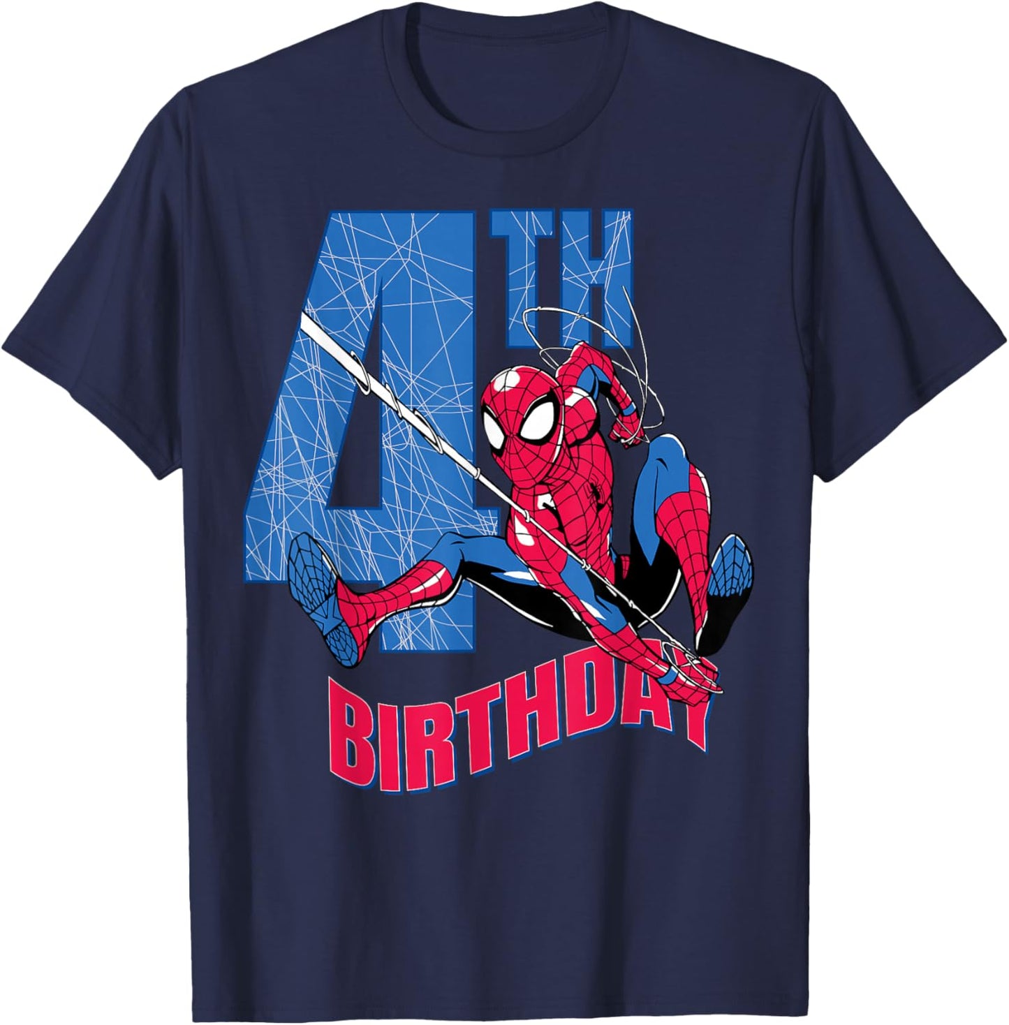 Marvel Comics Spider-Man 4th Birthday Hero Web Action T-Shirt - T-Shirt | Navy