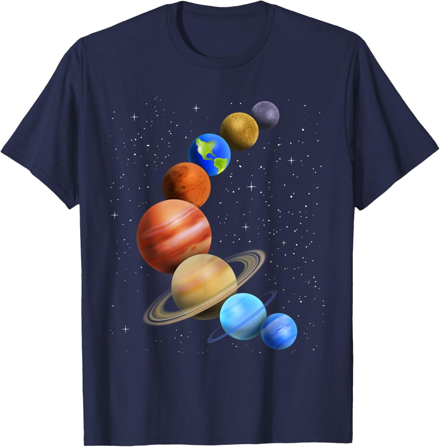 Planets Space Galaxy Solar System Men Women Kids T-Shirt - T-Shirt | Navy