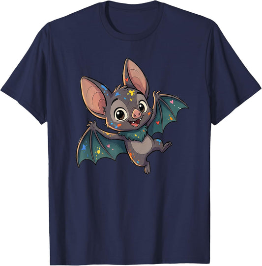Adorable Colorful Baby Bat for Kids Halloween T-Shirt - T-Shirt | Navy