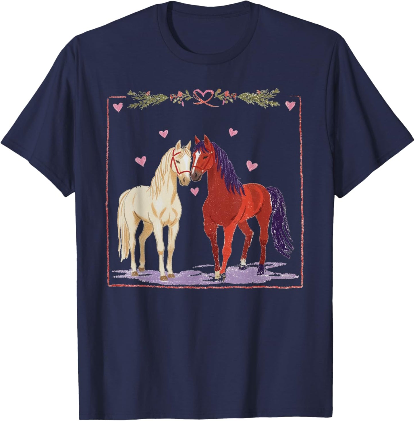 Funny Western Valentine Horse Bow Horse Lover Couples T-Shirt - T-Shirt | Navy