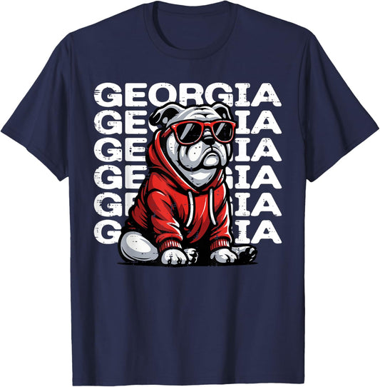 Bulldog Boys Girls Teen Youth Kids Men Women T-Shirt - T-Shirt | Navy
