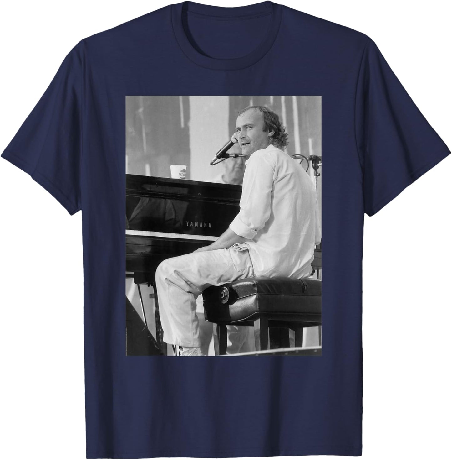 Phil Collins Live Aid Concert JFK Stadium Philadelphia T-Shirt - T-Shirt | Navy