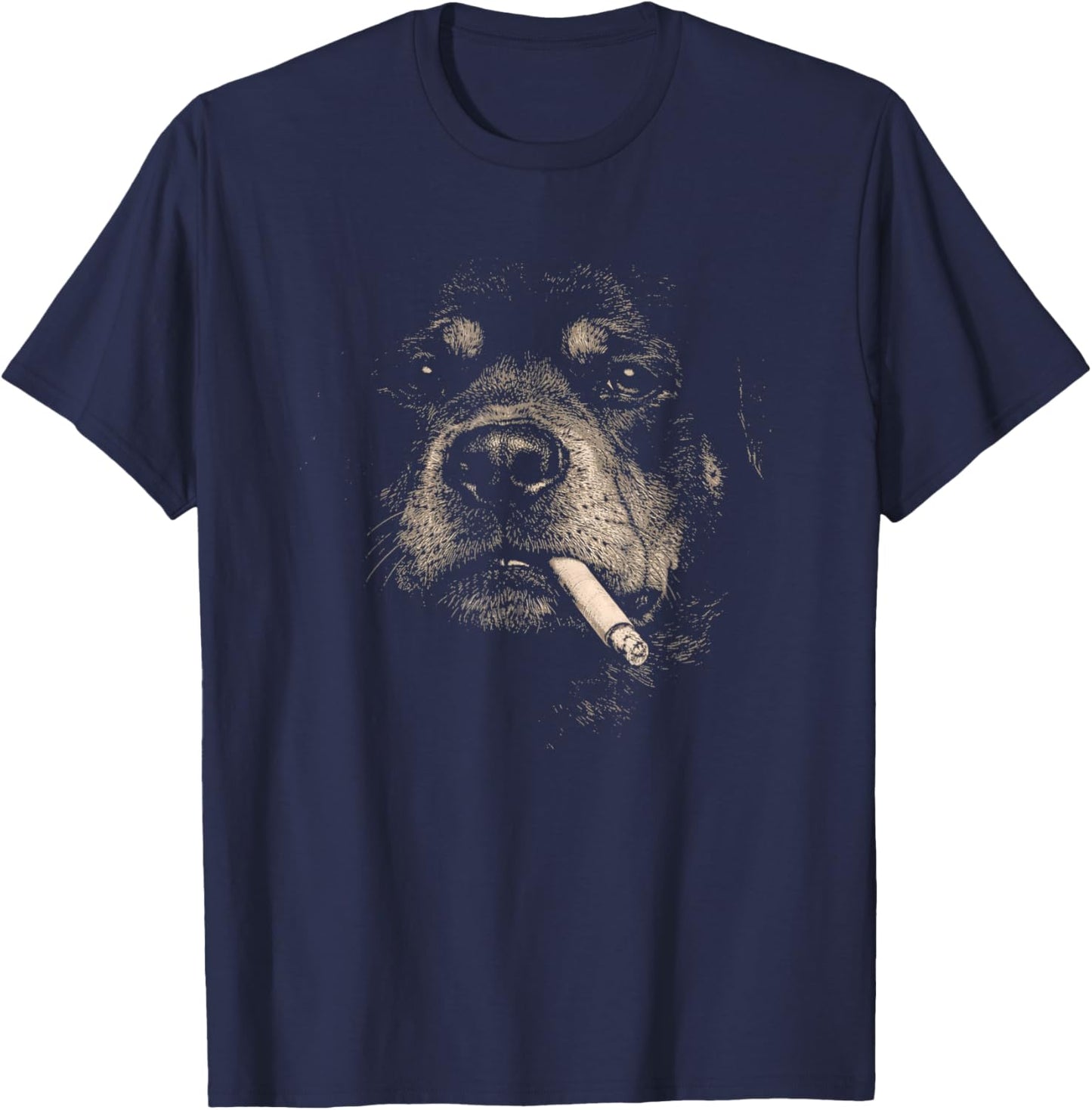 Dog Smoking Cigarette Funny Rottweiler Meme T-Shirt - T-Shirt | Navy