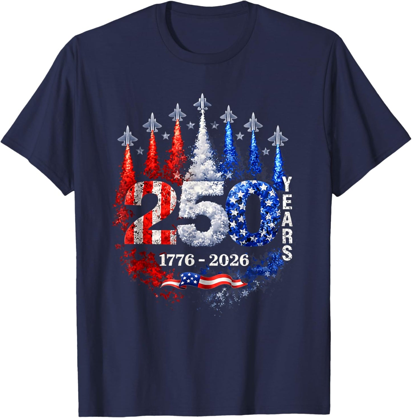 250 Anniversary USA Shirt Patriotic July 4th American Flag T-Shirt - T-Shirt | Navy