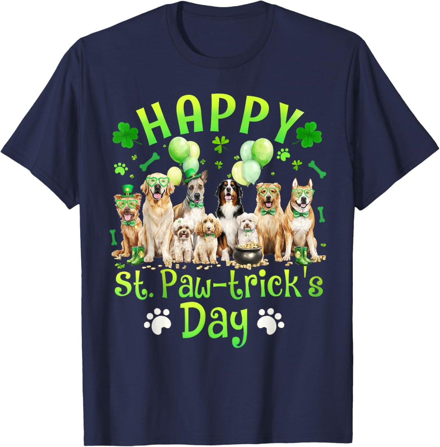 Saint Patrick's Day Paw-trick's Dog Lover Boys Girl Kid T-Shirt - T-Shirt | Navy