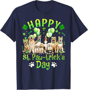 Saint Patrick's Day Paw-trick's Dog Lover Boys Girl Kid T-Shirt - T-Shirt | Navy