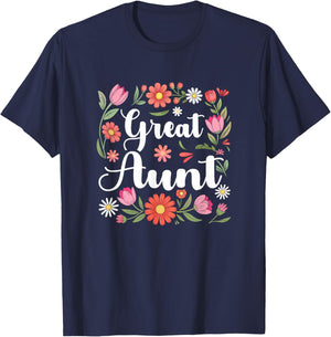 Great Aunt Floral Wildflowers Mother's Day Aunt Women T-Shirt - T-Shirt | Navy