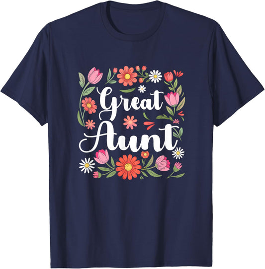 Great Aunt Floral Wildflowers Mother's Day Aunt Women T-Shirt - T-Shirt | Navy