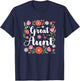 Great Aunt Floral Wildflowers Mother's Day Aunt Women T-Shirt - T-Shirt | Navy