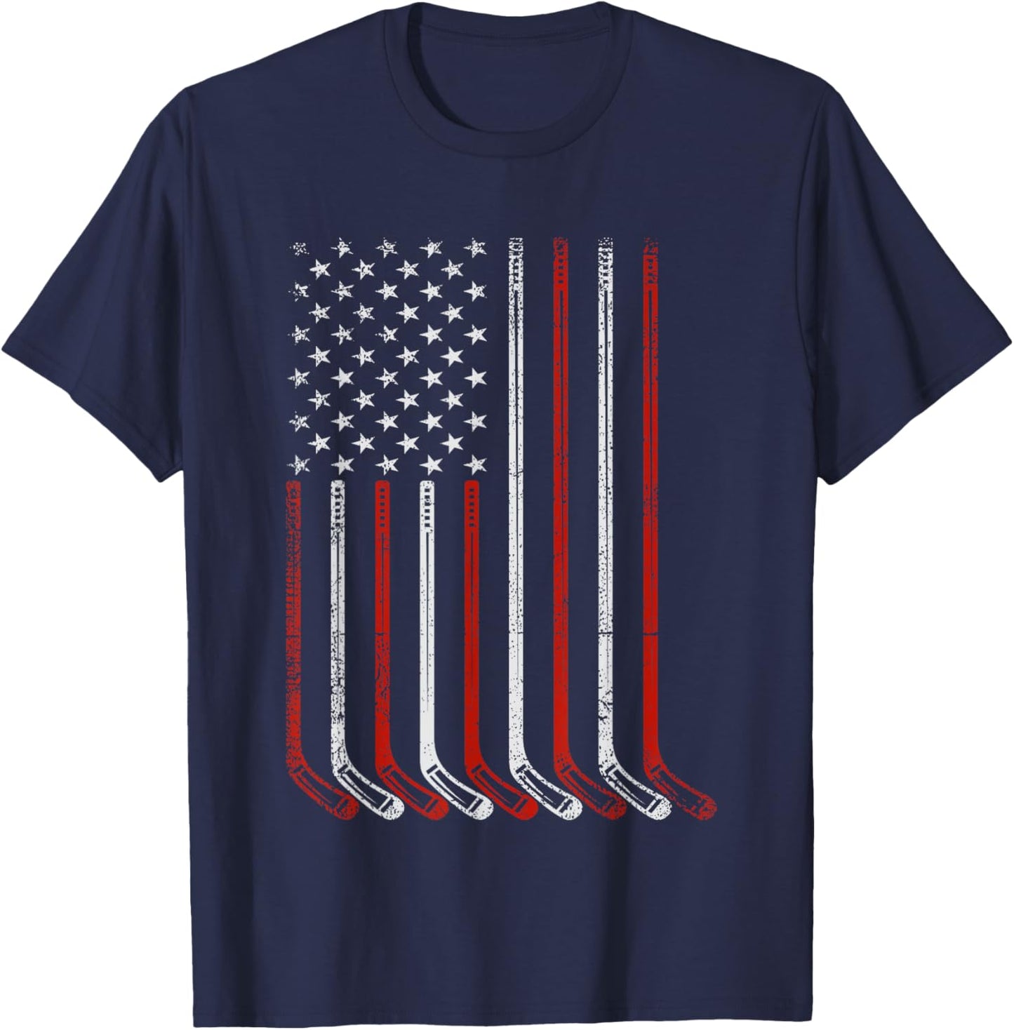 Ice Hockey Player & Coach US Flag Penalty Box Patriotic Fan T-Shirt - T-Shirt | Navy