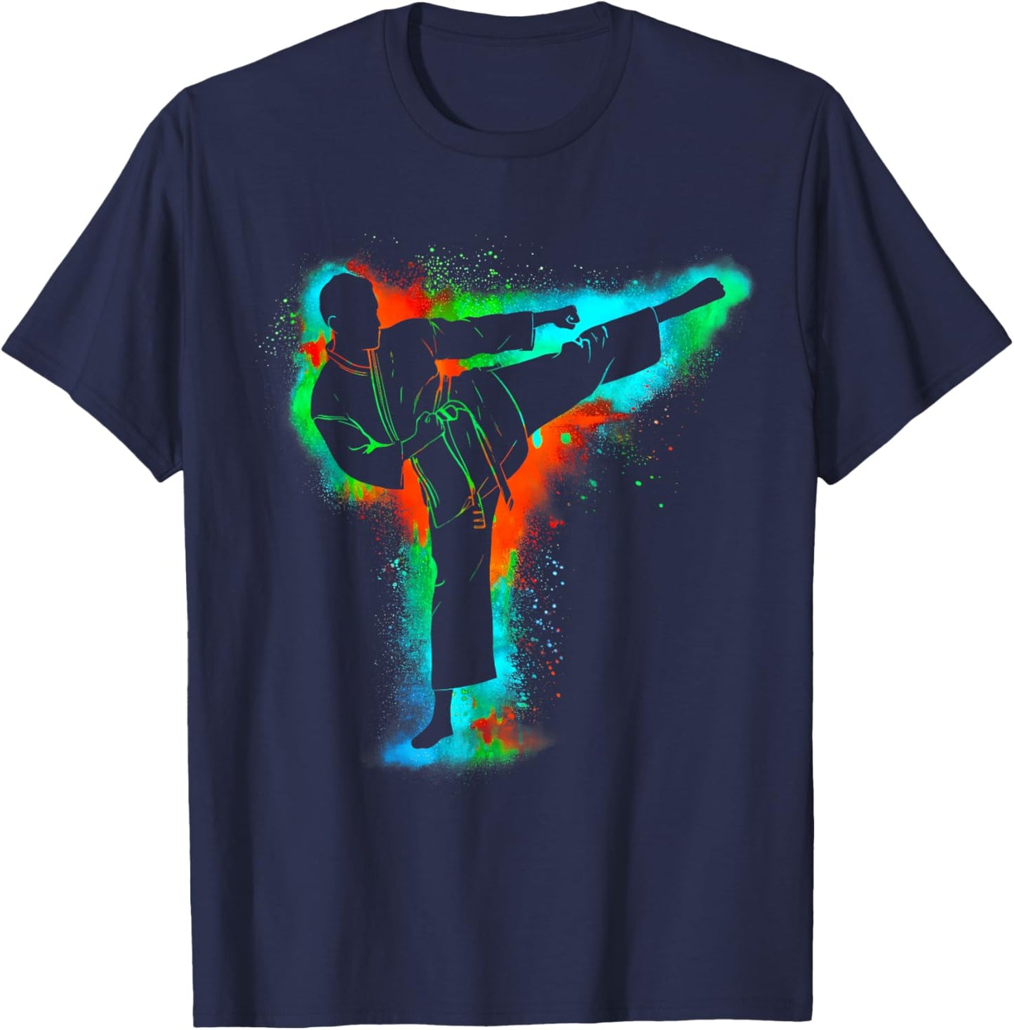 Colorful Retro Taekwondo Martial Arts Men Kids Boys Karate T-Shirt - T-Shirt | Navy