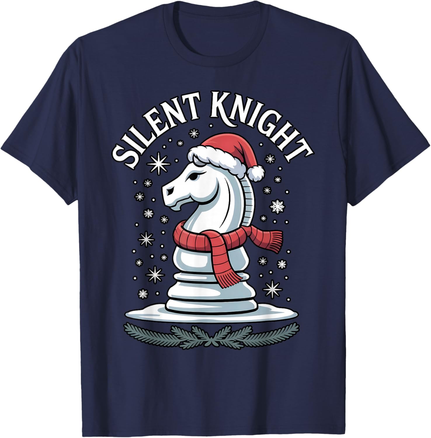 Silent Knight Funny Xmas Chess Christmas Pun T-Shirt - T-Shirt | Navy