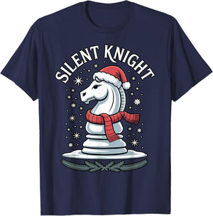 Silent Knight Funny Xmas Chess Christmas Pun T-Shirt - T-Shirt | Navy
