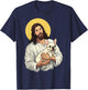 Jesus Holding French Bulldog Religious T-Shirt - T-Shirt | Navy