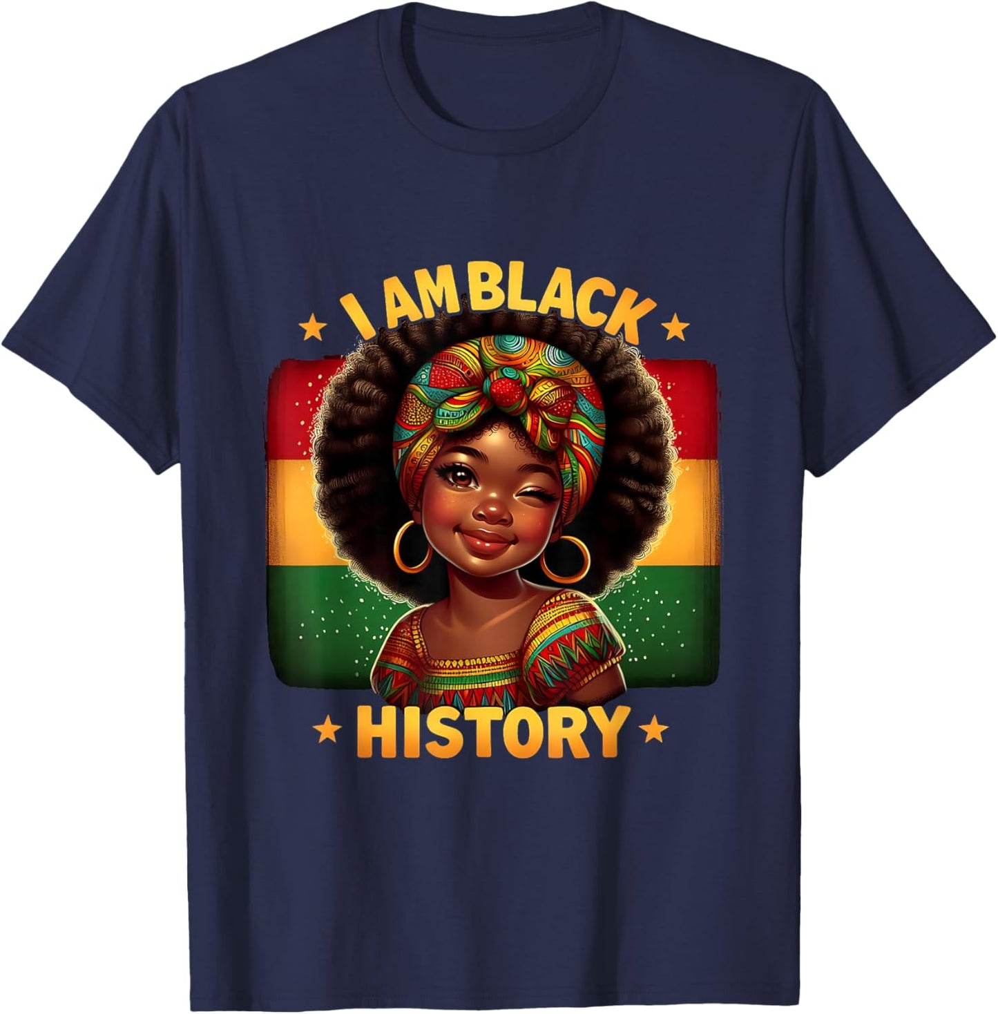 I Am Black History Month Youth Pride Girl African Melanin T-Shirt - T-Shirt | Navy