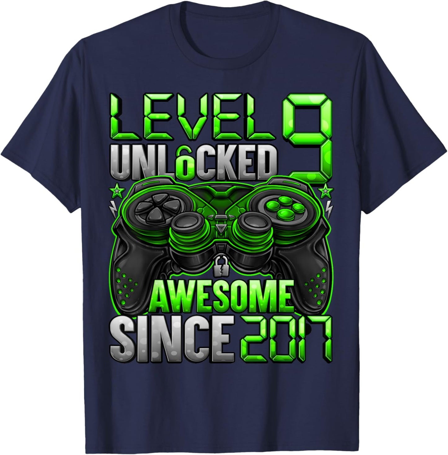 Level 9 Unlocked 9 Year Old Gifts for Boys 9th Birthday Boy T-Shirt - T-Shirt | Navy