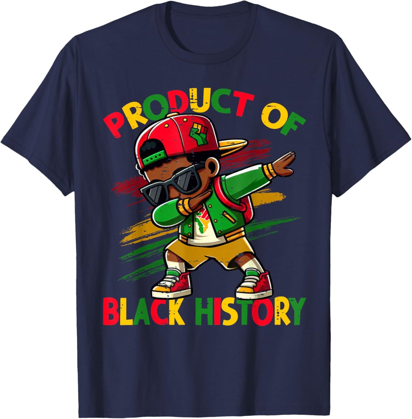 Black Historical Month Dabbing Boy Product of Black History T-Shirt - T-Shirt | Navy