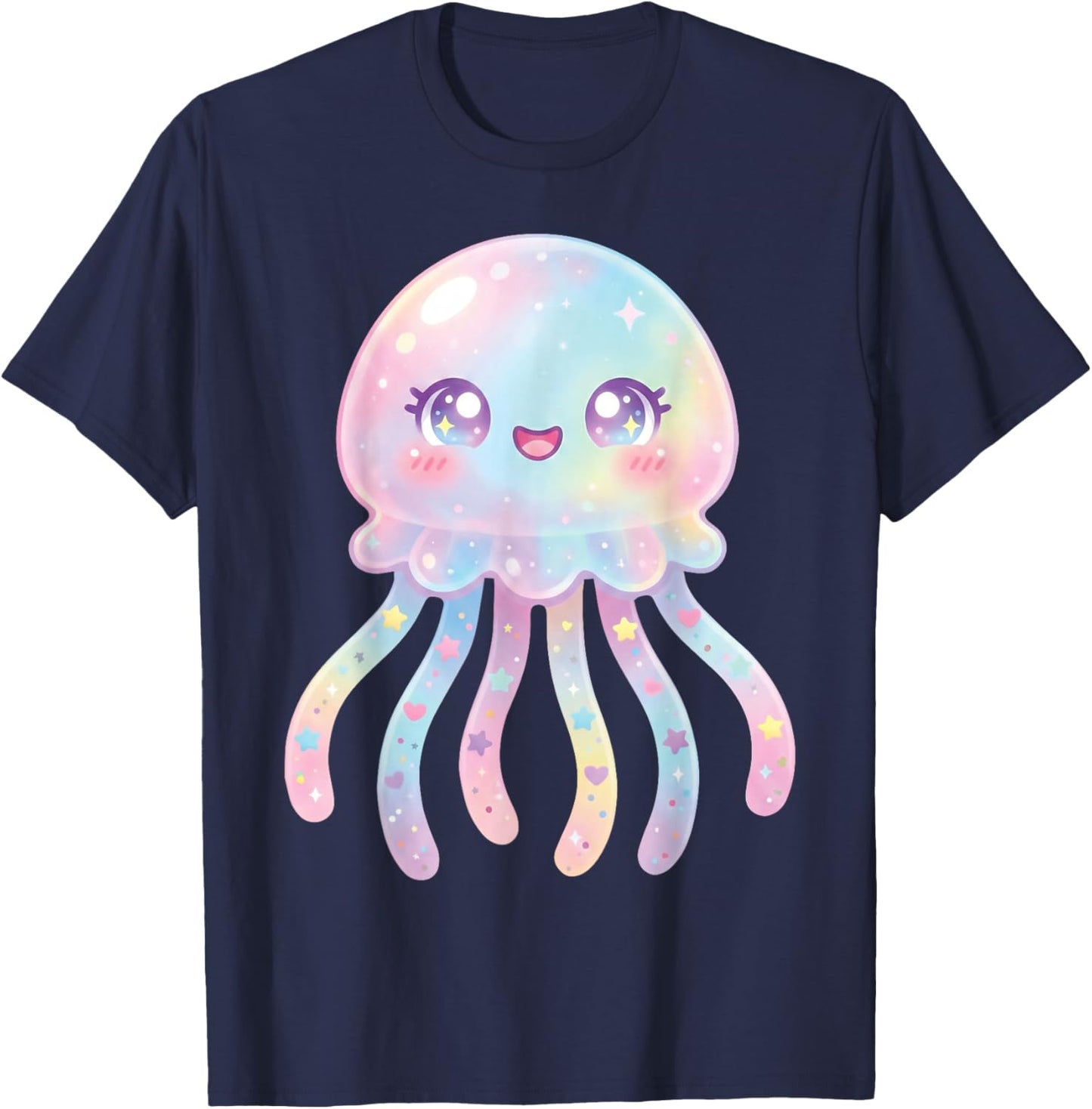 Jellyfish Cute Kawaii Women Kids Colorful Jellyfish T-Shirt - T-Shirt | Navy