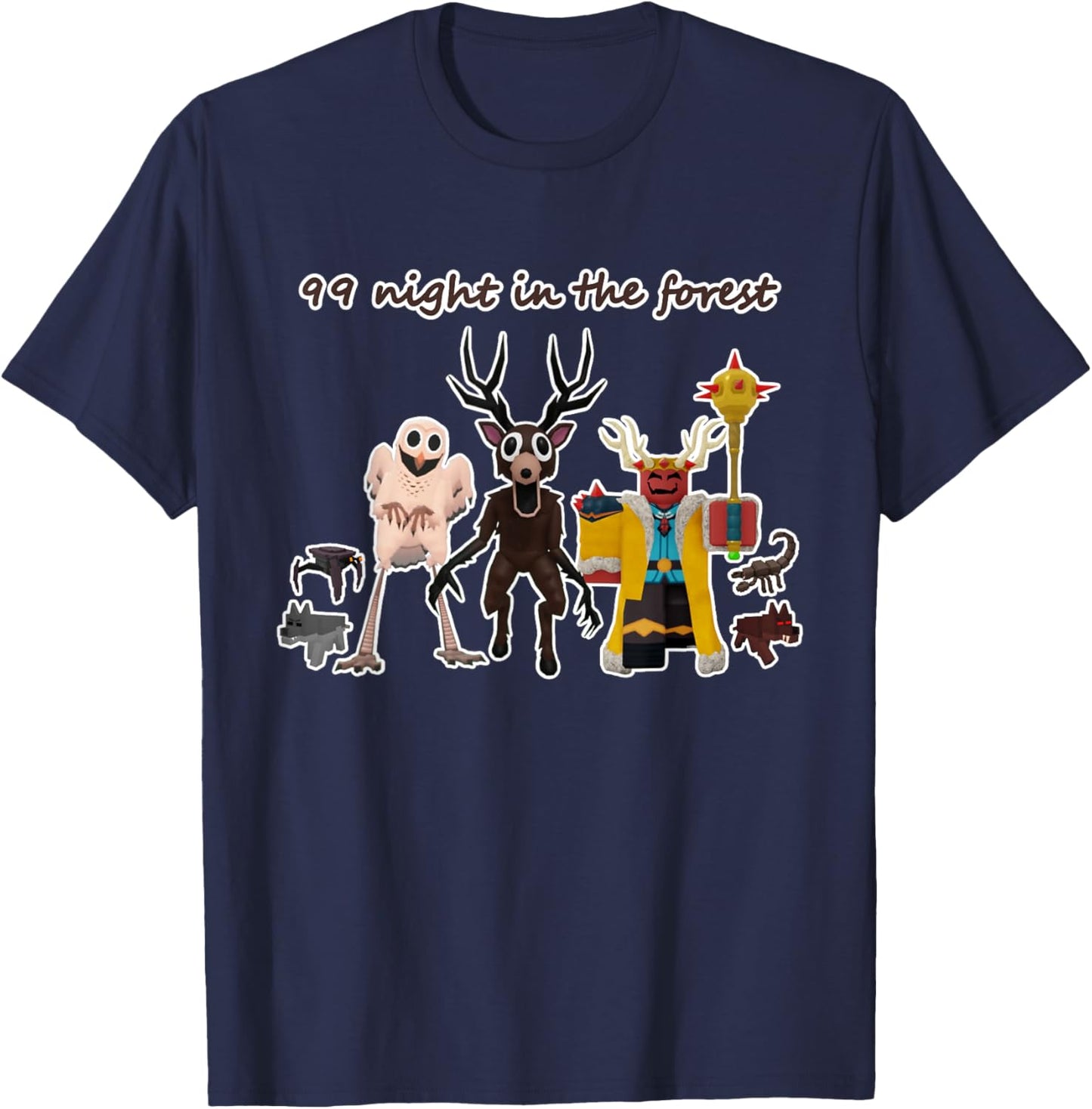 99 Nights Halloween in The Forest Kids Boys Girls Funny T-Shirt - T-Shirt | Navy