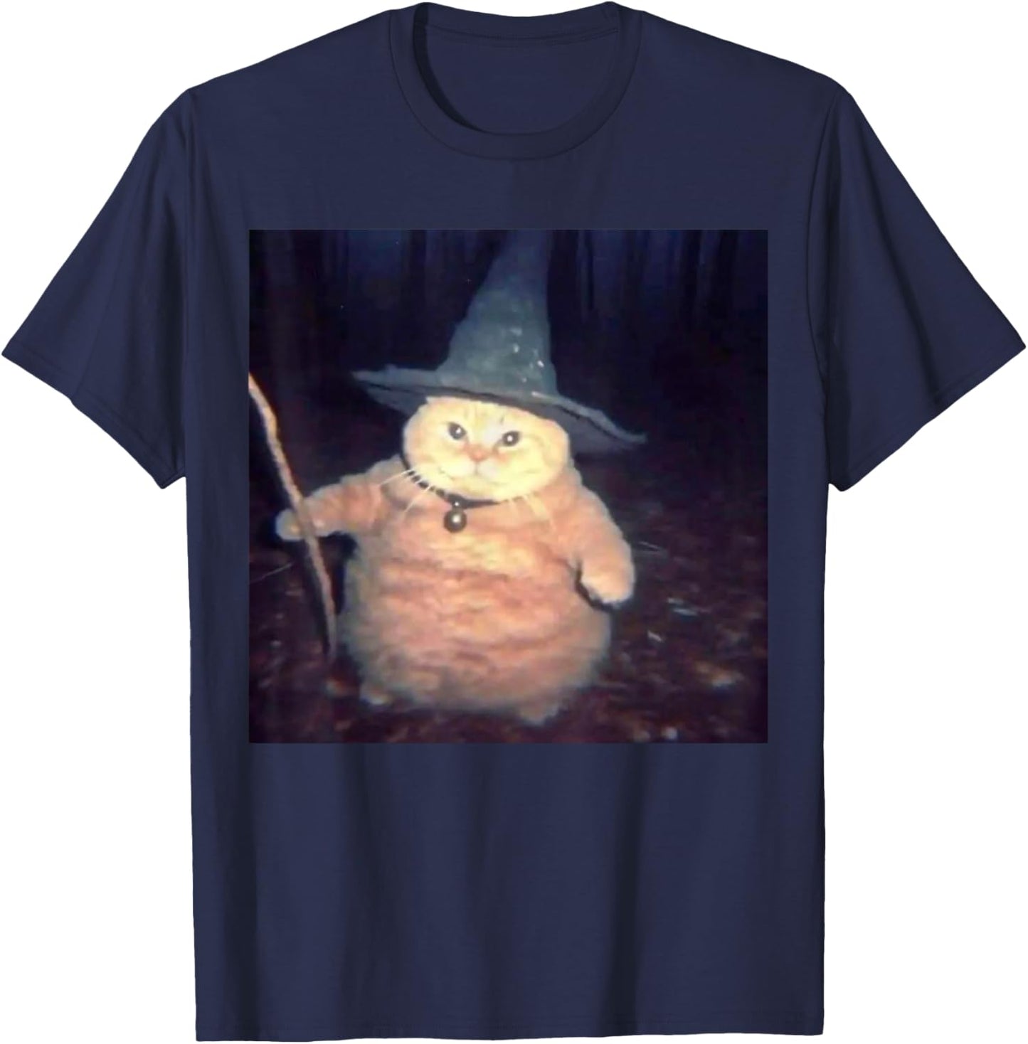 Cute Funny Cat Halloween Cat Meme Wizard Cat Weird Cat Ghost T-Shirt - T-Shirt | Navy
