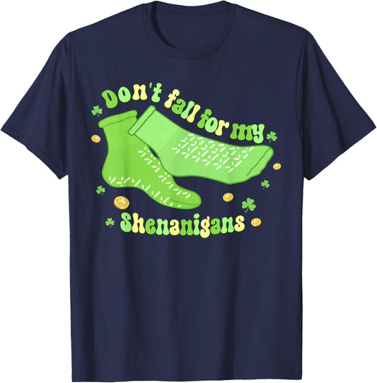 Don't Fall for My Shenanigans PCT CNA Nurse St Patrick's Day T-Shirt - T-Shirt | Navy