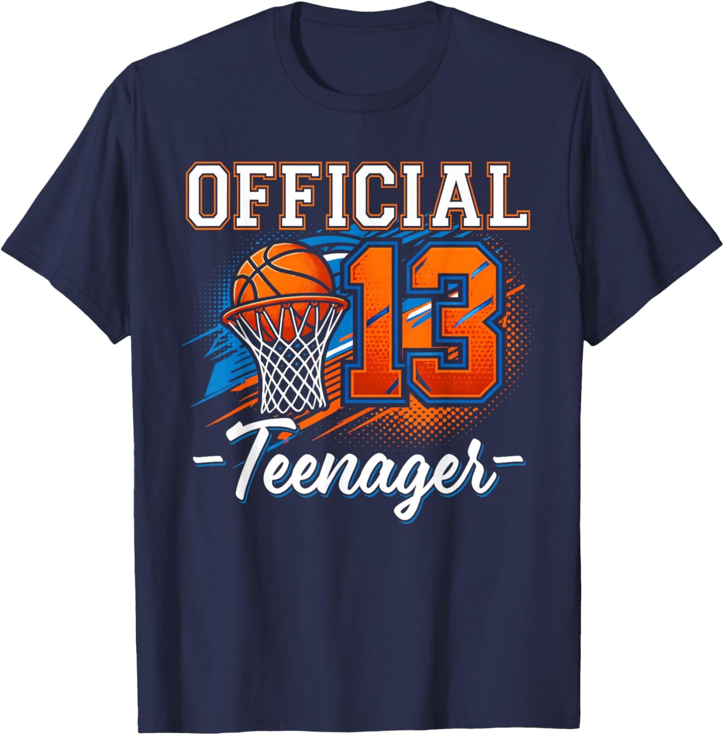 13th Birthday Official Teenager Basketball 13 Year Old Boys T-Shirt - T-Shirt | Navy