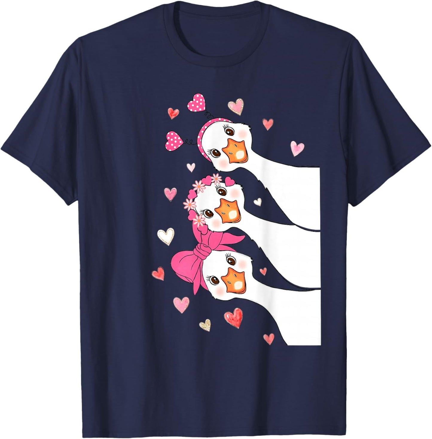 Funny Silly Love Goose Valentine You Make My Heart Go Honk T-Shirt - T-Shirt | Navy