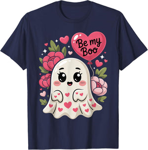 Be My Boo Cute Ghost Valentine´s Day Love T-Shirt - T-Shirt | Navy