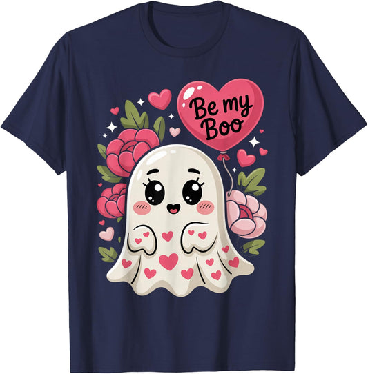 Be My Boo Cute Ghost Valentine´s Day Love T-Shirt - T-Shirt | Navy