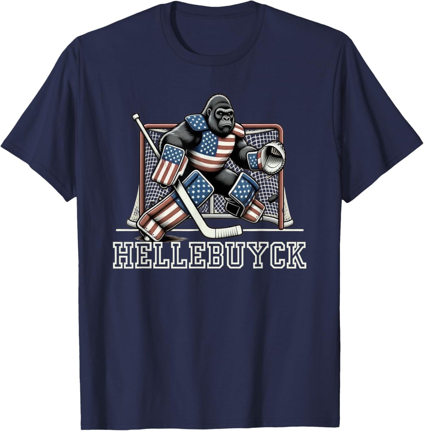 Hellebuyck T Bigfoot Goalie Funny Design T-Shirt - T-Shirt | Navy