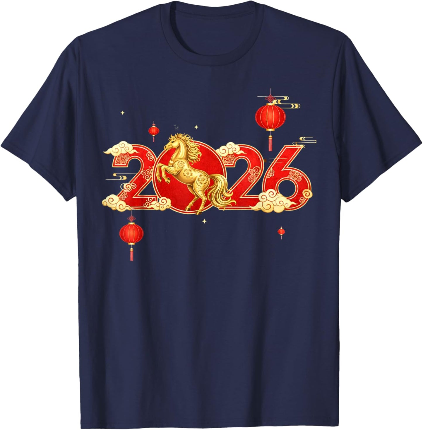 Chinese New Year 2026 Year of The Horse Happy New Year T-Shirt - T-Shirt | Navy