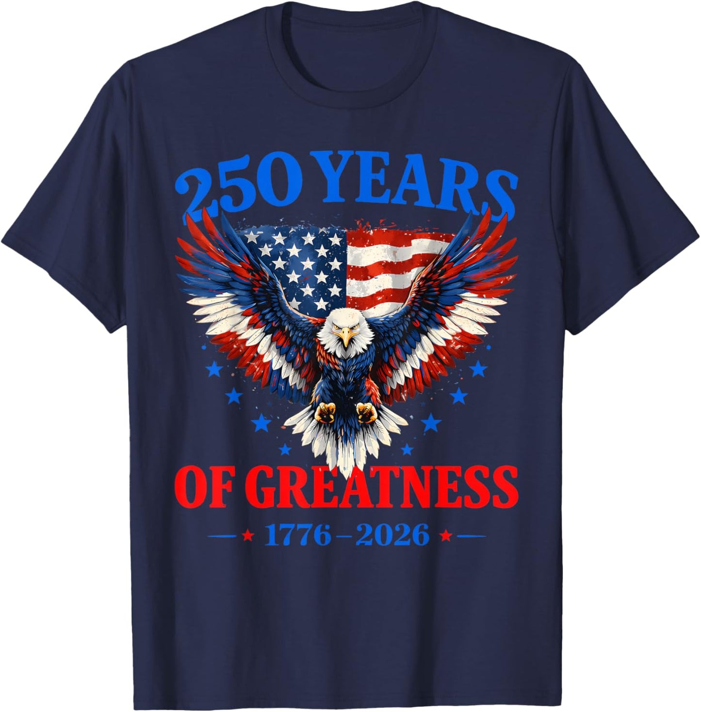 Flag Vintage 250 Years American 1776 2026 250th USA Birthday T-Shirt - T-Shirt | Navy