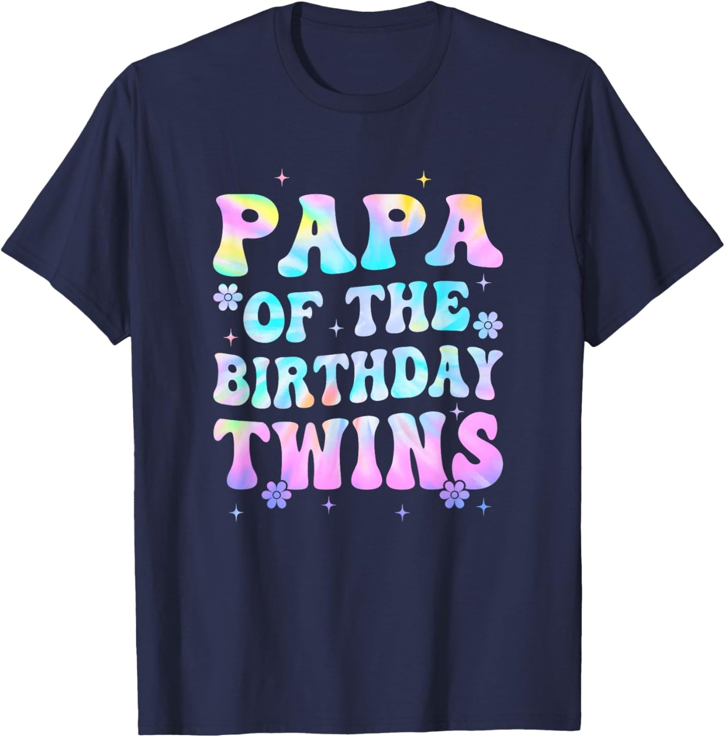Papa of The Birthday Twins Girls Kids Party Retro Bday T-Shirt - T-Shirt | Navy