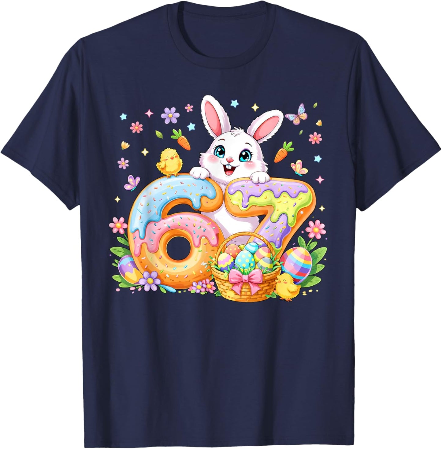 Happy Easter Day Funny 67 Bunny Six Seven Girl Kid Women T-Shirt - T-Shirt | Navy