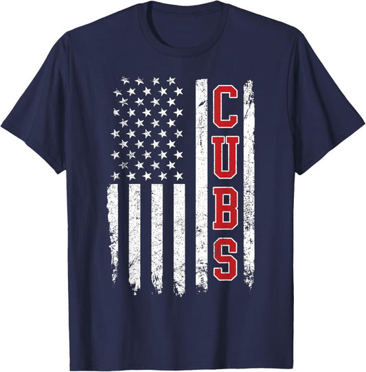 Vintage Cubs Name American US Flag Women and Kids T-Shirt - T-Shirt | Navy