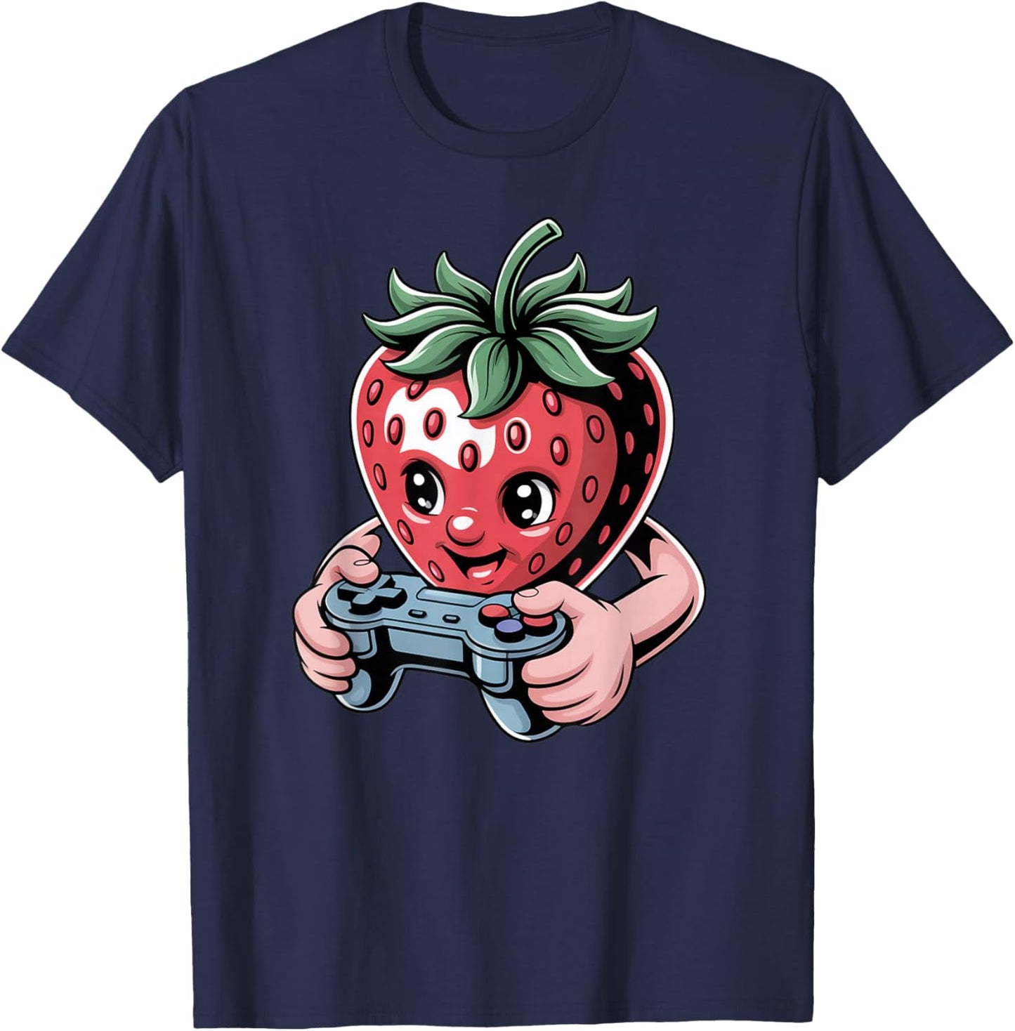 Funny Gamer Strawberry Cute Fruit Gaming for Video Game T-Shirt - T-Shirt | Navy
