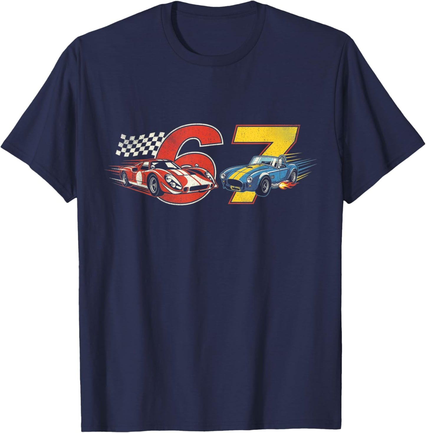 6 7 Six Seven Retro Car Racing Lovers T-Shirt - T-Shirt | Navy