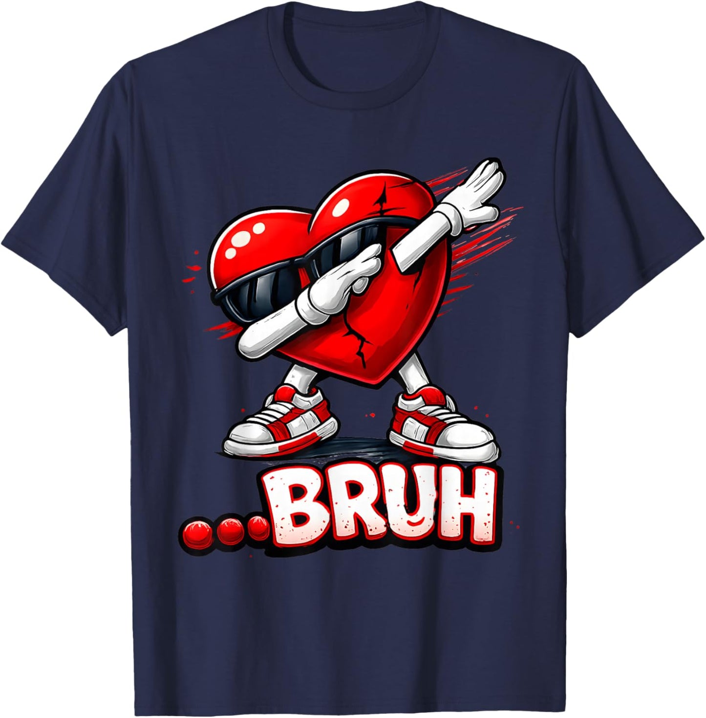 Valentines Day Bruh Dabbing Funny Valentines Heart Boys Kids T-Shirt - T-Shirt | Navy