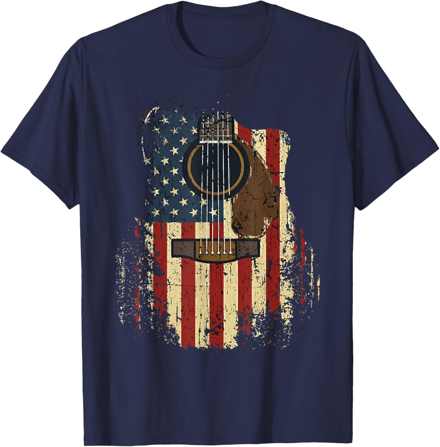 Vintage Country Western Acoustic Guitar Design for Guitarist T-Shirt - T-Shirt | Navy