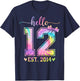 Hello Twelve EST 2014 12th Birthday Coquette 12 Year Girl T-Shirt - T-Shirt | Navy