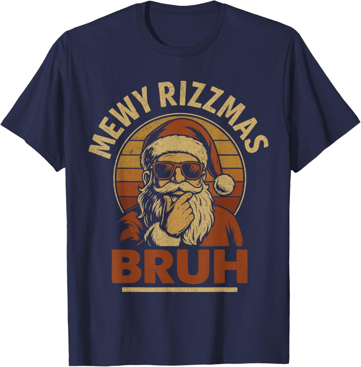 Skibidi Rizzmas Shirt , Rizzler Santa Mewy Rizzmas T-Shirt - T-Shirt | Navy