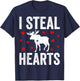 I Steal Hearts Moose Valentine's Day Couple T-Shirt - T-Shirt | Navy
