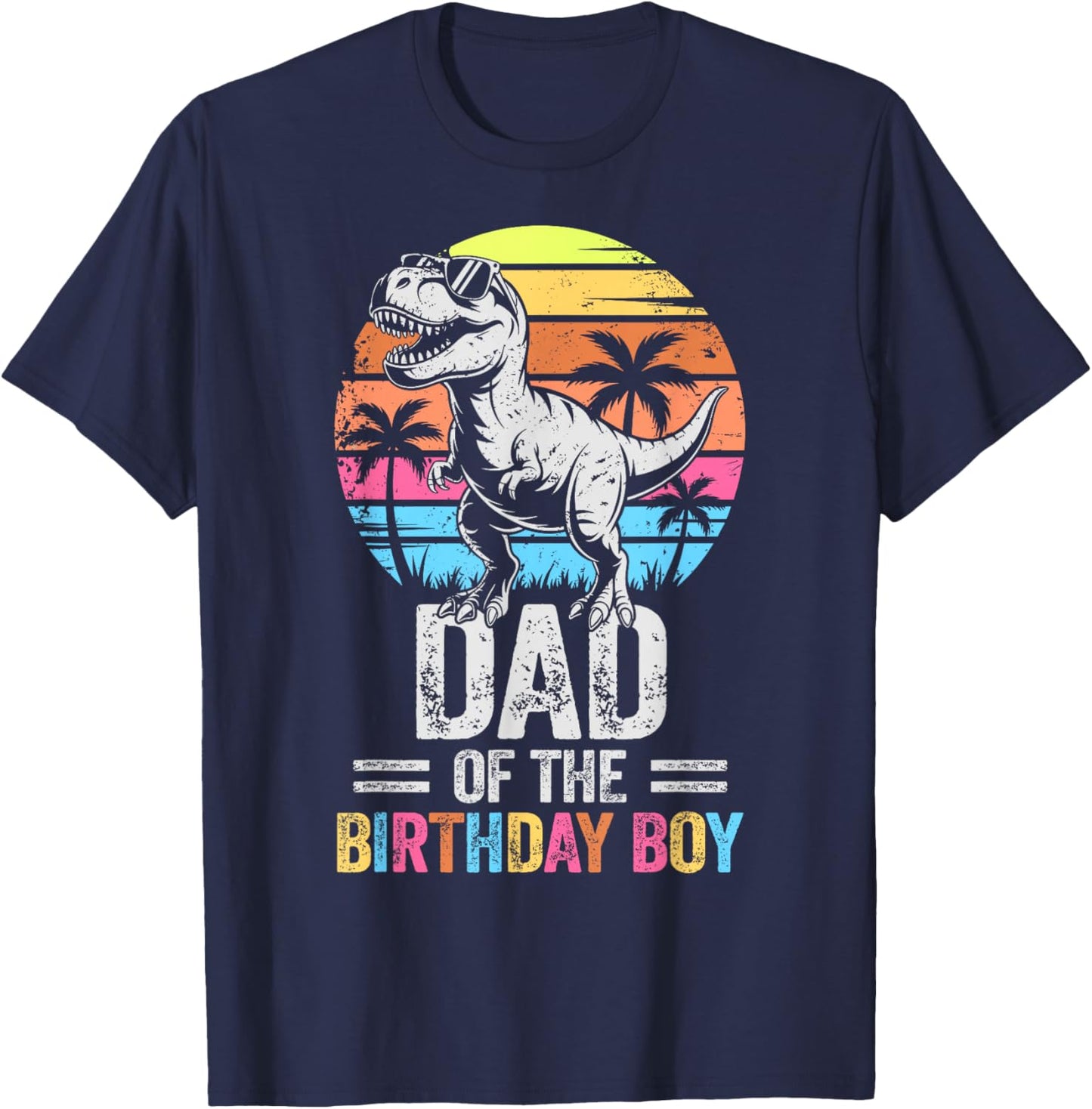 Dad of The Birthday Party Outfit Dinosaur Daddy T-Shirt - T-Shirt | Navy