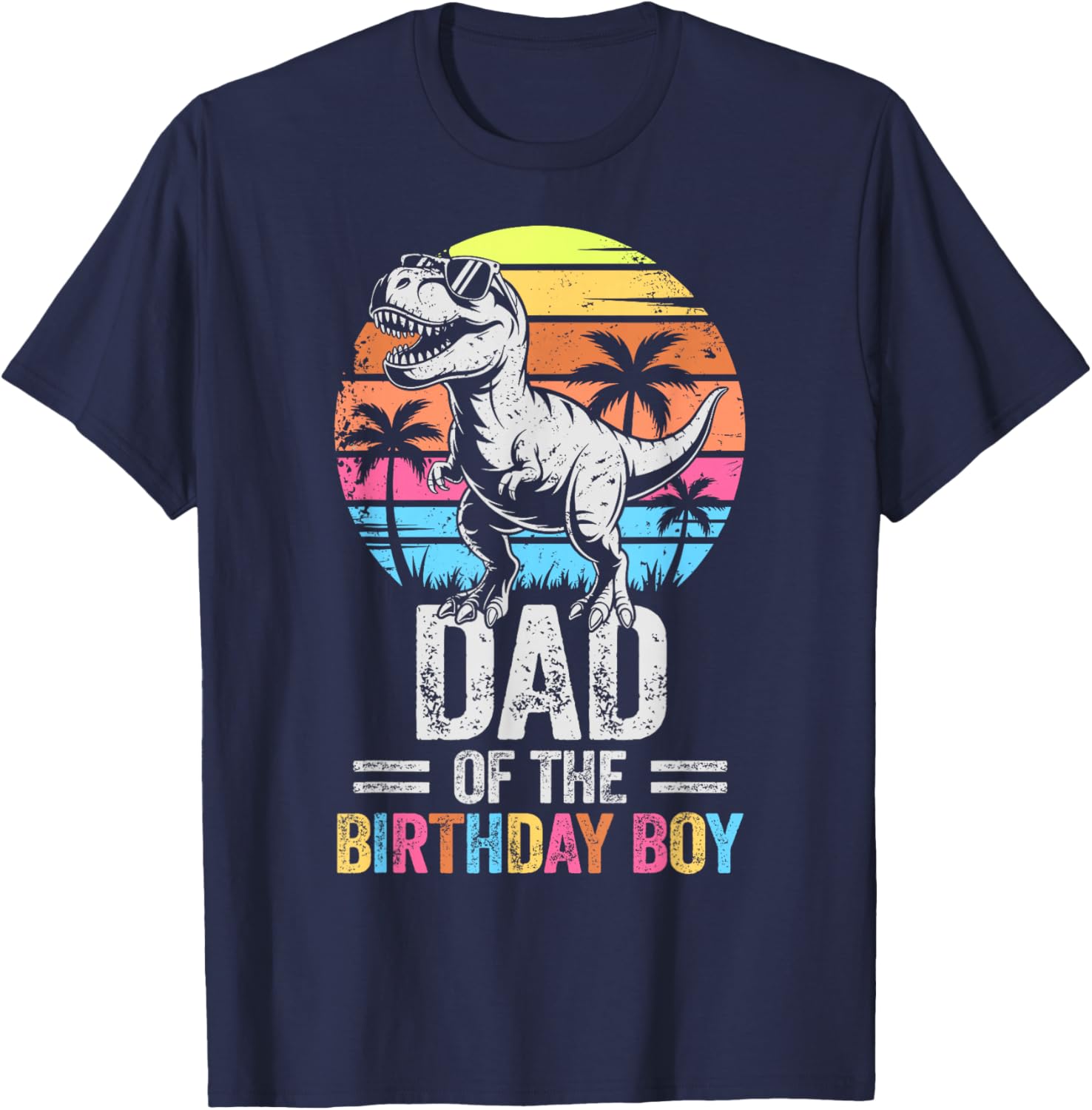 Dad of The Birthday Party Outfit Dinosaur Daddy T-Shirt - T-Shirt | Navy